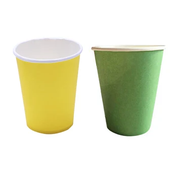 40 шт бумажных стаканчиков (9 унций) - Однотонная посуда для вечеринки по случаю дня рождения, 20 шт желтого и 20 шт зеленого цветов Изображение 2