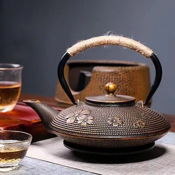 900 МЛ Чугунный Чайник Набор Японский Чайник Тетсубин Чайник Эмалированный Кунг-Фу Для Заварки Металлический С Ситечком Сетчатый Фильтр
