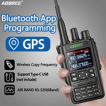 ABBREE AR-869 Портативная рация Bluetooth Программный GPS Трансивер 136-520 МГц FM AM All Band Беспроводная Частота копирования USB 2-Полосное Радио