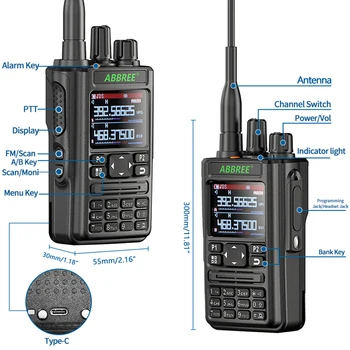 ABBREE AR-869 Портативная рация Bluetooth Программный GPS Трансивер 136-520 МГц FM AM All Band Беспроводная Частота копирования USB 2-Полосное Радио Изображение 2