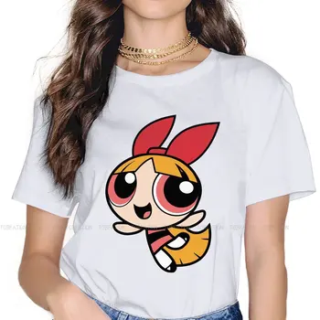 Blossom Женские рубашки Power Puff Girl футболка в корейском стиле с рисунком Каваи Винтажные женские блузки