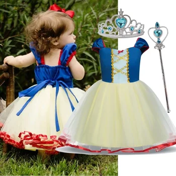 Детское праздничное платье на первый день рождения, костюм принцессы, костюм белоснежки