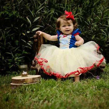 Детское праздничное платье на первый день рождения, костюм принцессы, костюм белоснежки Изображение 2