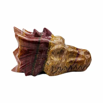 Индивидуальные резные скульптуры из черепов драконов из натурального хрусталя, украшения из головы дракона из океанской яшмы для коллекции Home Table Decor Изображение 2