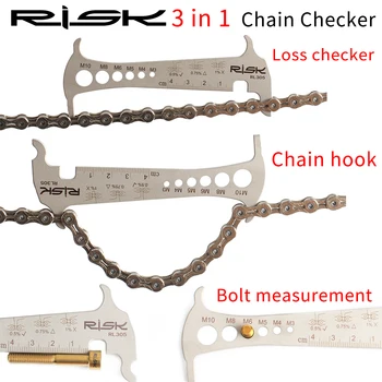 Индикатор износа велосипедной цепи RISK 3 в 1 Линейка для измерения датчика велосипедных цепей, Инструмент для ремонта велосипедов, Диаметр винта Изображение 2