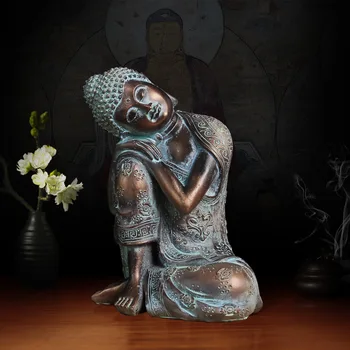 Китайская статуя Дзен-Будды из белой смолы, Спящий Будда, поделки, декор для гостиной, Креативный персонаж, украшение, подарок Изображение 2