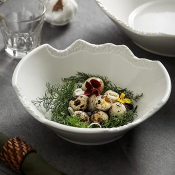 Креативность, Керамическая сковорода Quejiao для западной кухни, бытовая керамическая миска для лапши, высококачественная посуда, Японская наклонная фруктовая салатница