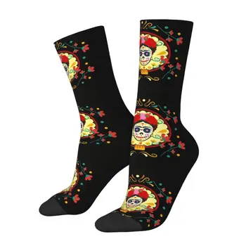 Мужские носки Frida Skull Day Of Dead, мужские носки для экипажа, модные мексиканские цветы, Катрина, Весна-лето, осень-зима, носки для платья Изображение 2