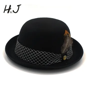 Новая Модная Женская Мужская Черная Шляпа-Котелок Fedora Hat Hantom Dad Gentleman Hat Роскошные Шляпы-Дерби Billycock