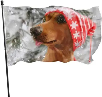 Рождественская Красная Собака-Такса, Зимний Флаг со Снежинками, Тематическая Приветственная вечеринка, выбор наружных украшений для дома и сада