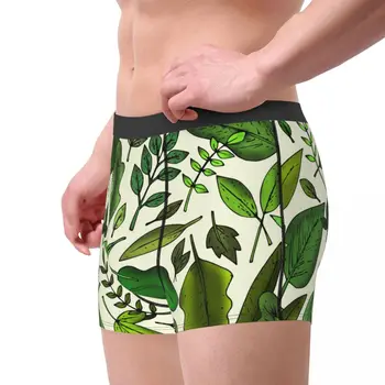 Трусы с осенними зелеными листьями, дышащие трусики, мужское нижнее белье, сексуальные шорты, трусы-боксеры Изображение 2